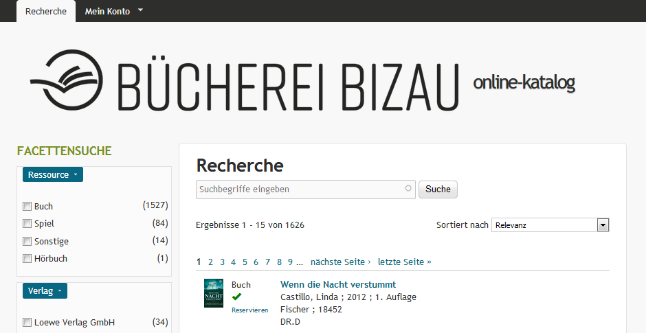 Littera - Online Katalog der Bücherei Bizau