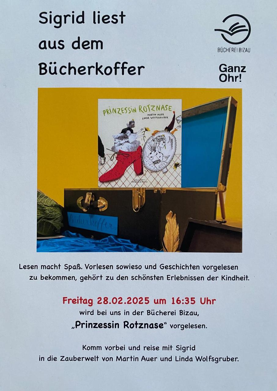 Sigrid liest aus dem Bücherkoffer